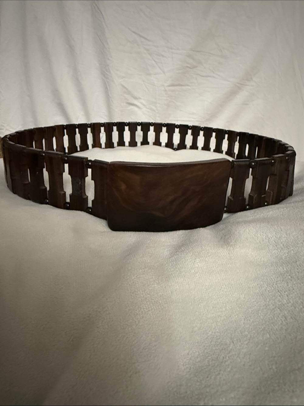Classic Brown Wooden-Link Men's Belt